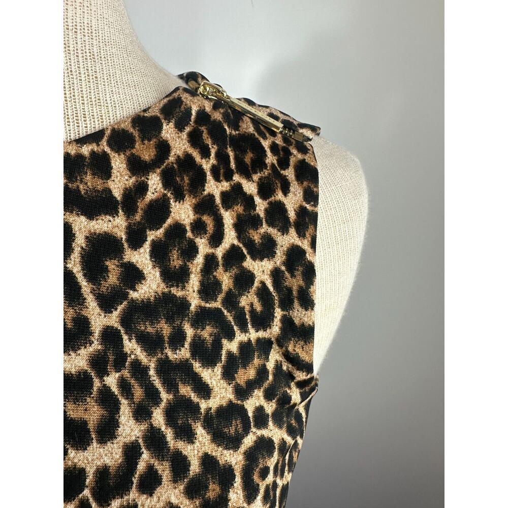Michael Kors Leopard Print Dress Sleeveless Pleated Skirt Zipper Shoulder Size 2 - Picture 7 of 16